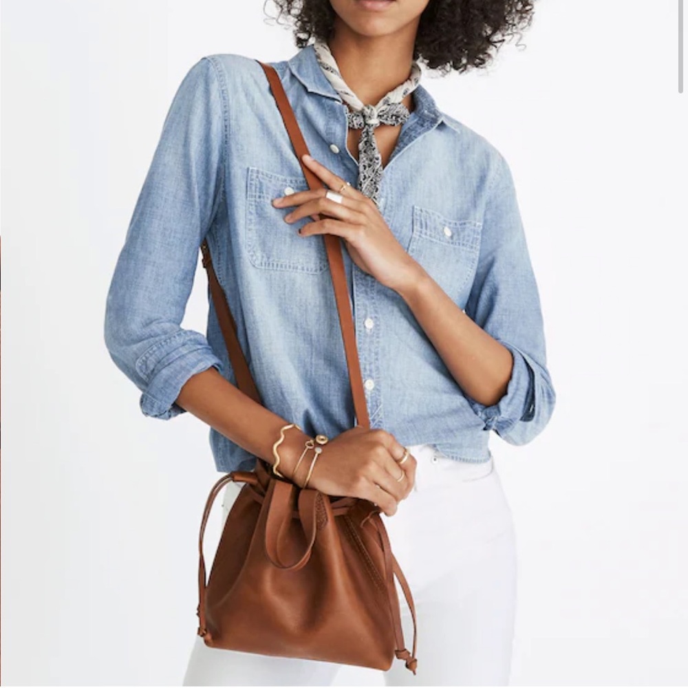 Madewell Brown Leather Mini Bucket Bag